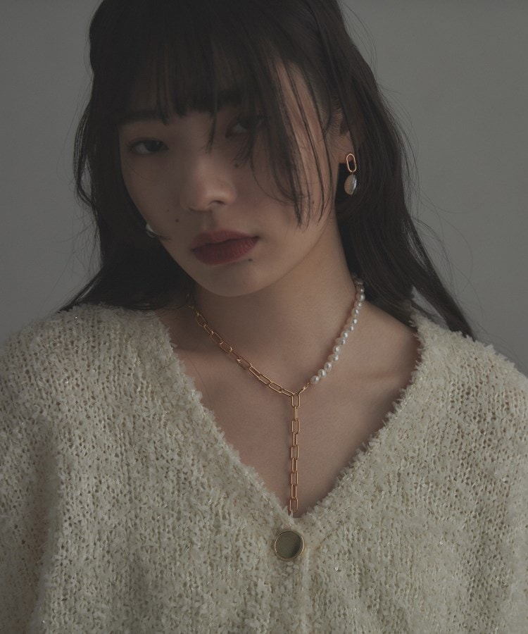 ココシュニック オンキッチュ(COCOSHNIK ONKITSCH)のシルバー バロックパール チェーンミックス ネックレス GP10