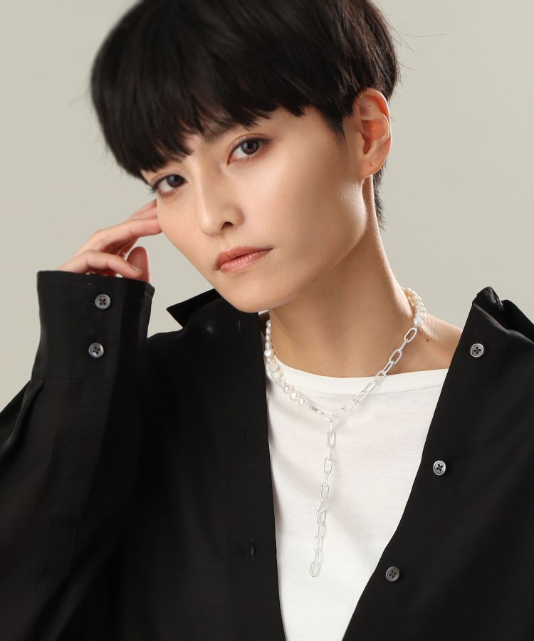 WEB限定】バロックパール チェーンミックス ネックレス(シルバー