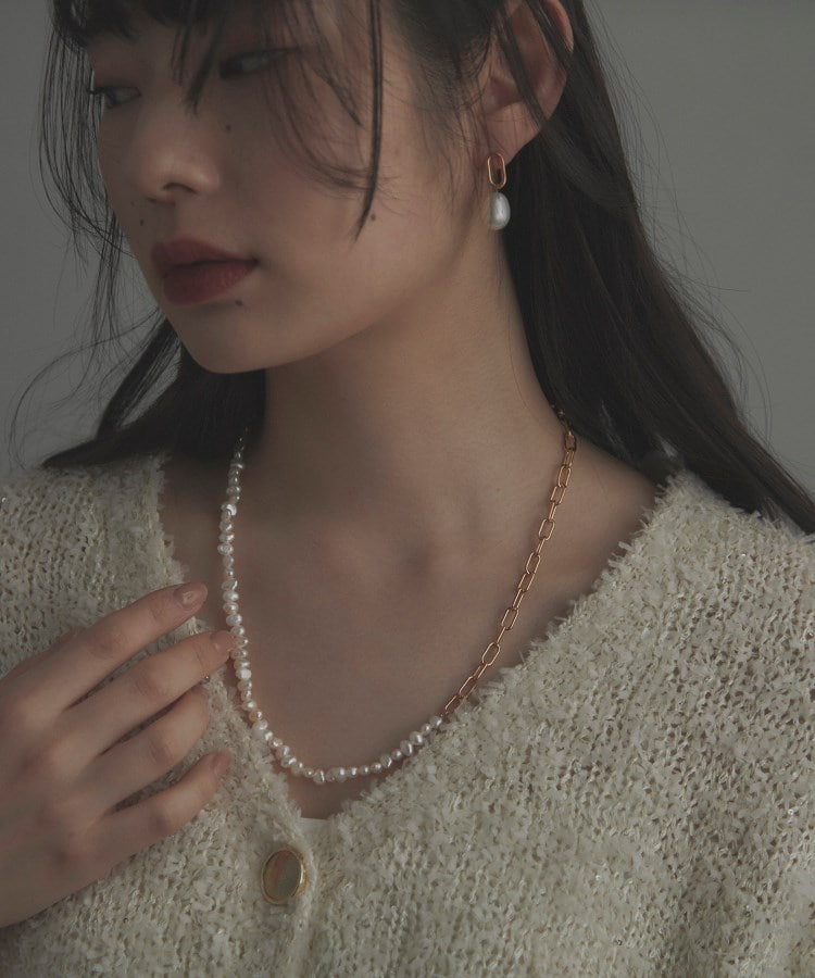 シルバー バロックパール 2Wayチェーンミックス ネックレス GP シルバー バロックパール 2Wayチェーンミックス ネックレス GP