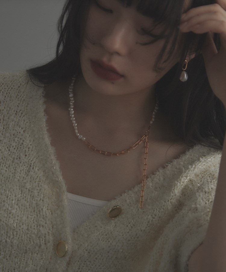 シルバー バロックパール 2Wayチェーンミックス ネックレス GP シルバー バロックパール 2Wayチェーンミックス ネックレス GP