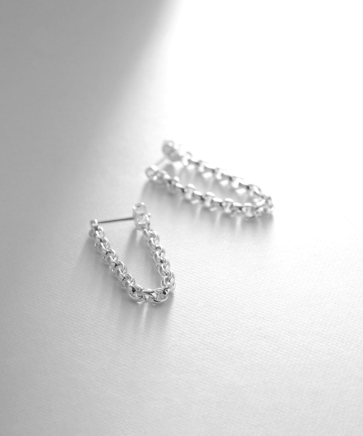 シルバー ドームチェーン フープピアス(ピアス) | COCOSHNIK シルバー ドームチェーン フープピアス(ピアス) | COCOSHNIK
