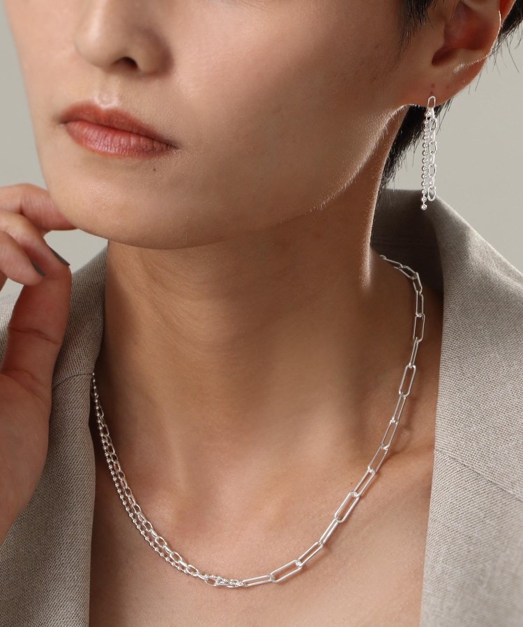 WEB限定】コンビネーションチェーン ニュアンスボールピアス(シルバー