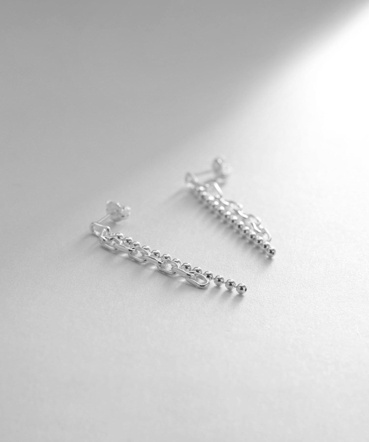 WEB限定】コンビネーションチェーン ニュアンスボールピアス(シルバー