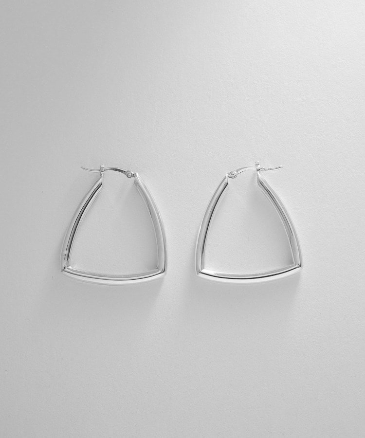 【WEB限定】ホロウ フープトライアングルピアス(シルバー)