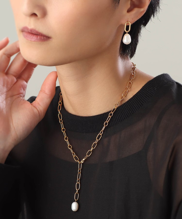 【WEB限定】バロックパール チェーンリンク ショートピアス