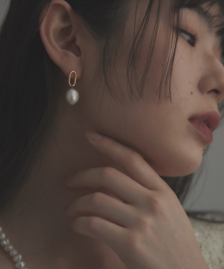 シルバー バロックパール チェーンリンク ショートピアス GP シルバー バロックパール チェーンリンク ショートピアス GP