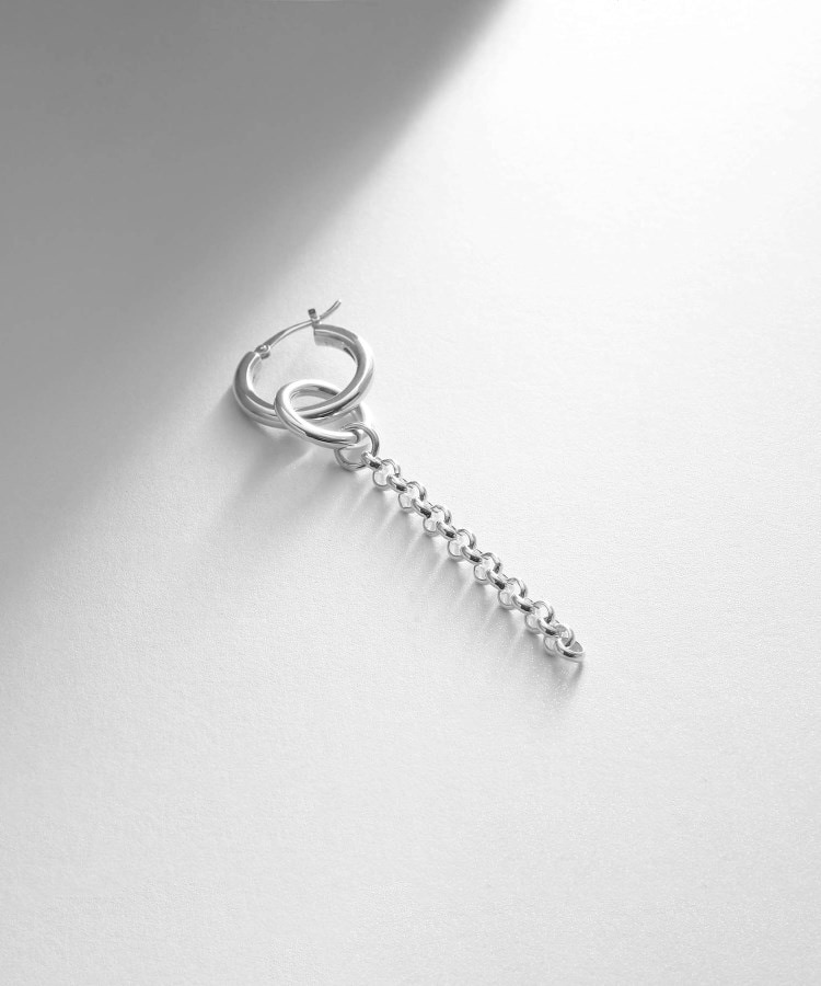 シルバー フープピアス チェーンチャーム(ピアス) | COCOSHNIK シルバー フープピアス チェーンチャーム(ピアス) | COCOSHNIK