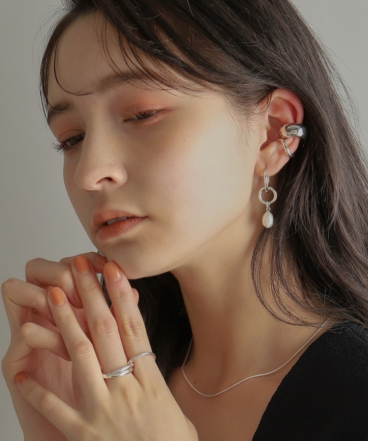 シルバー フープピアス パールチャーム(片耳用)(ピアス シルバー フープピアス パールチャーム(片耳用)(ピアス
