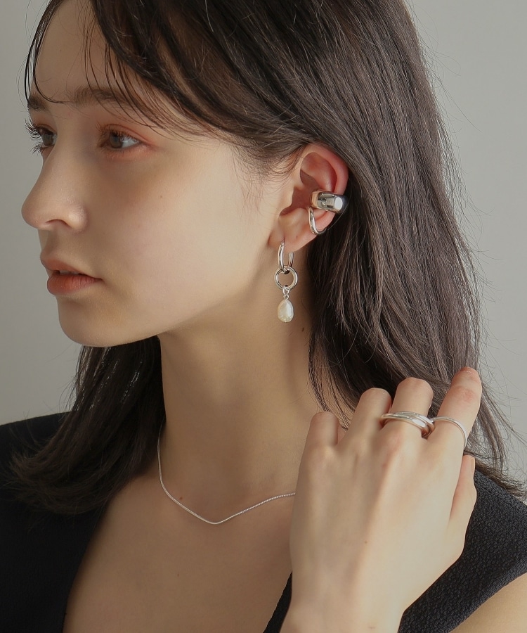 シルバー フープピアス パールチャーム(片耳用)(ピアス シルバー フープピアス パールチャーム(片耳用)(ピアス