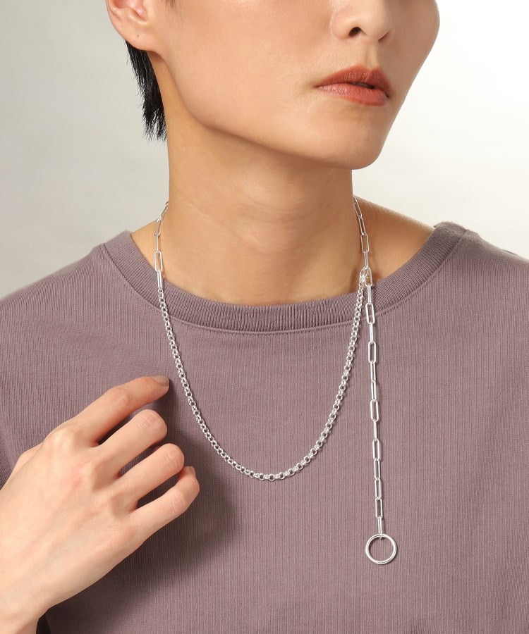 261Ni【オシャレ】輝くシルバー　ネックレス　クリスタルチェーン　綺麗