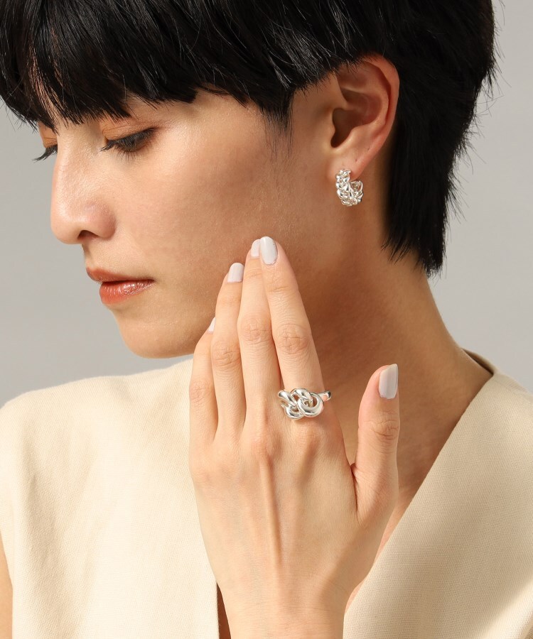 【WEB限定】ニッティングモチーフ フープピアス(シルバー)