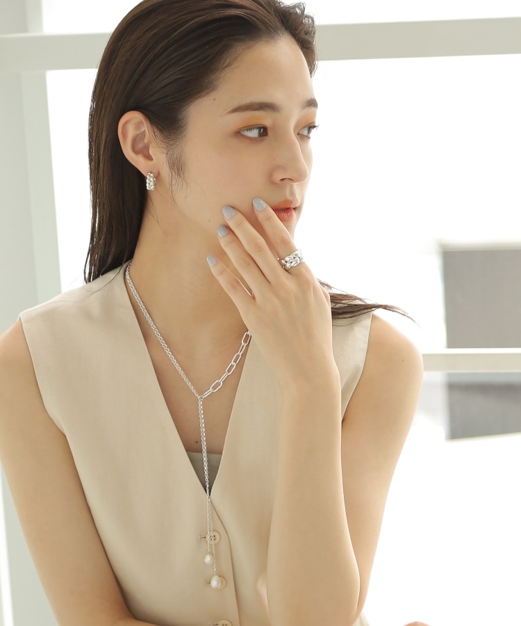 【WEB限定】ニッティングモチーフ フープピアス(シルバー)