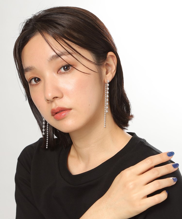 【WEB限定】チェーンピアス ボール フロントバック (シルバー)