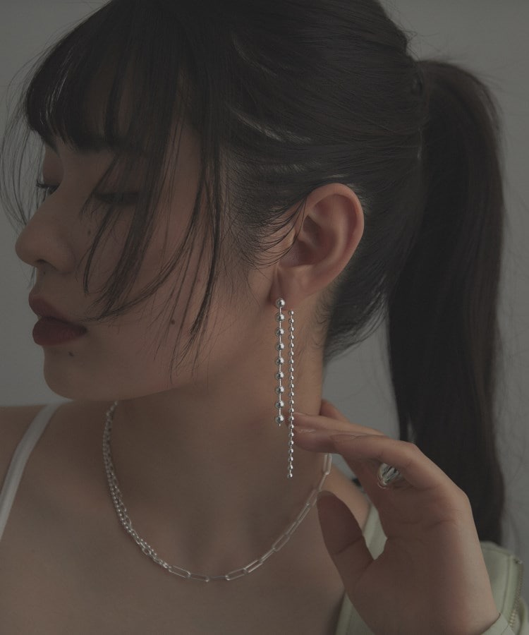 シルバー チェーンピアス ボール フロントバック(ピアス シルバー チェーンピアス ボール フロントバック(ピアス