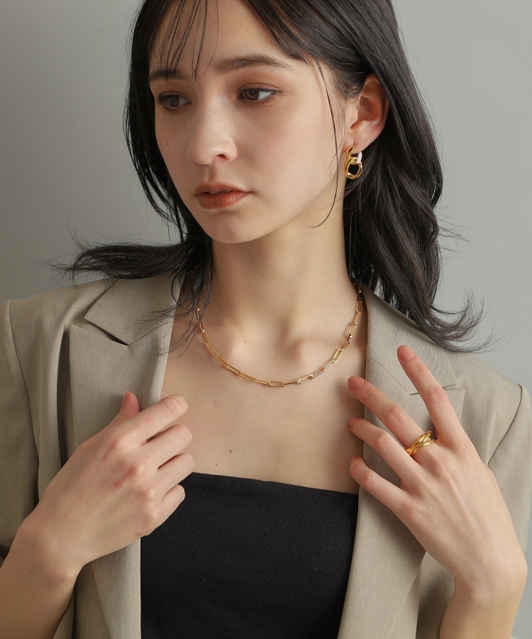 ココシュニック オンキッチュ(COCOSHNIK ONKITSCH)のシルバー デザインチェーン フラットケーブルネックレス（43㎝） GP8
