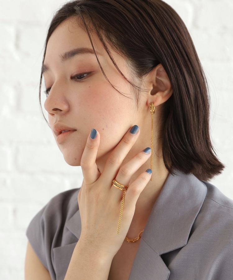 シルバー ハンギング カーブチェーンピアス GP（ピアス