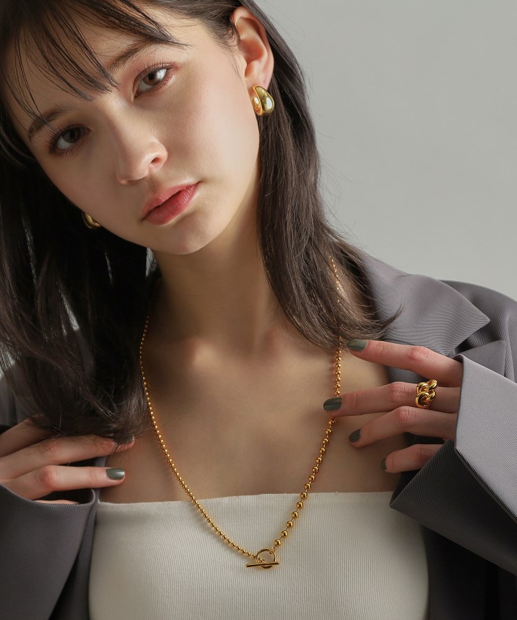 ココシュニック オンキッチュ(COCOSHNIK ONKITSCH)のシルバー ミックスネックレス ボールチェーンマンテル GP11