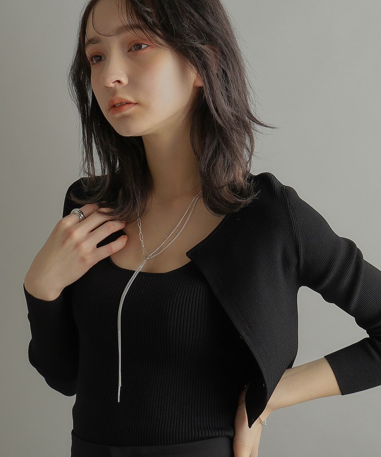ココシュニック オンキッチュ(COCOSHNIK ONKITSCH)のシルバー ミックスチェーン フラット カーブドレープY ネックレス10