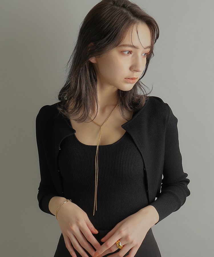 ココシュニック オンキッチュ(COCOSHNIK ONKITSCH)のシルバー ミックスカーブチェーンフリンジ ネックレス GP8