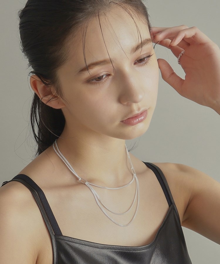 シルバー カーブチェーン ビブネックレス(ネックレス シルバー カーブチェーン ビブネックレス(ネックレス