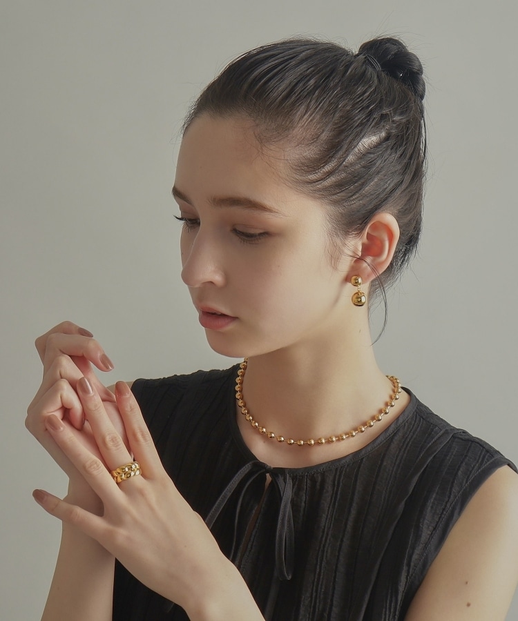 ココシュニック オンキッチュ(COCOSHNIK ONKITSCH)のシルバー デザインチェーン ボールネックレスL GP11