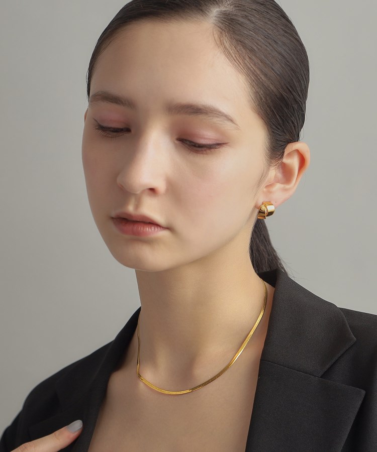 ココシュニック オンキッチュ(COCOSHNIK ONKITSCH)のシルバー デザインチェーン フラットスネークネックレスM GP8