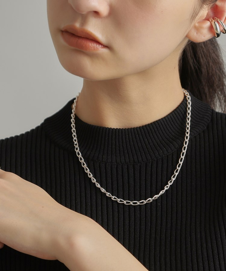 シルバー デザインチェーン ロングカーブネックレス(ネックレス シルバー デザインチェーン ロングカーブネックレス(ネックレス