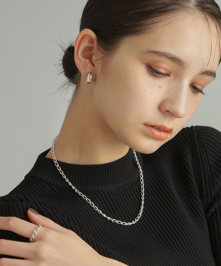 シルバー デザインチェーン ロングカーブネックレス(ネックレス シルバー デザインチェーン ロングカーブネックレス(ネックレス