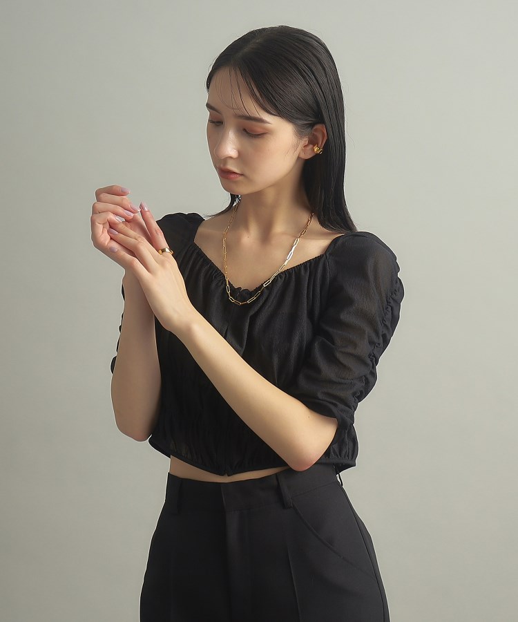 ココシュニック オンキッチュ(COCOSHNIK ONKITSCH)のシルバー デザインチェーン フラットケーブルネックレス（55cm） GP6