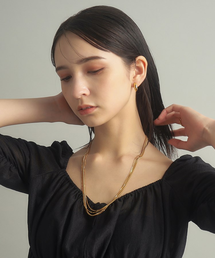 ココシュニック オンキッチュ(COCOSHNIK ONKITSCH)のシルバー ミックスチェーン カーブ・ベネチアンネックレス GP10
