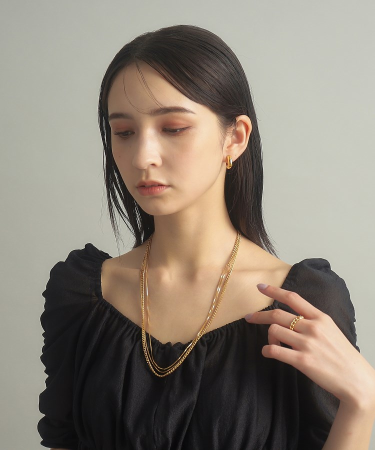 ココシュニック オンキッチュ(COCOSHNIK ONKITSCH)のシルバー ミックスチェーン カーブ・ベネチアンネックレス GP11