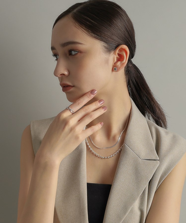ココシュニック オンキッチュ(COCOSHNIK ONKITSCH)のシルバー ケーブルチェーンモチーフリング8