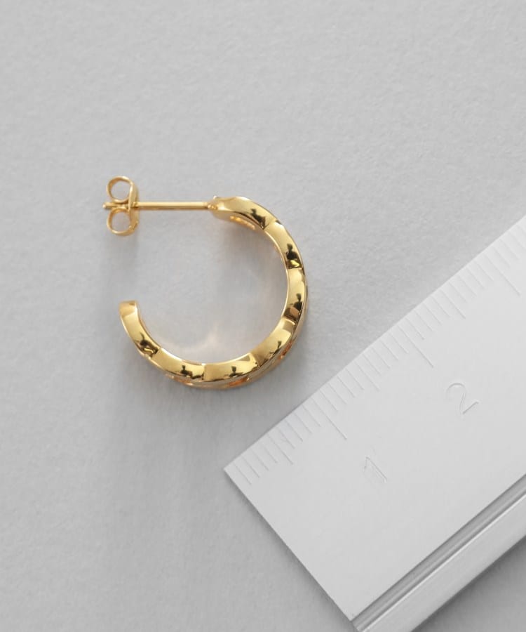 美しい シルバー フラットカーブチェーンモチーフピアス GP（ピアス アクセサリー