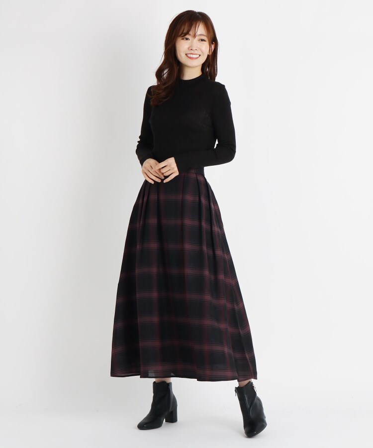 S Ll ジョーゼットチェックスカート マキシ ロングスカート Grove グローブ ワールド オンラインストア World Online Store