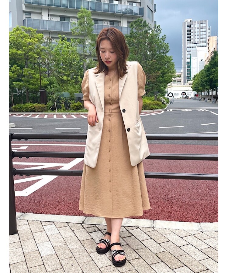 新品 アンタイトル ワンピース シャツワンピース ベージュ フィット