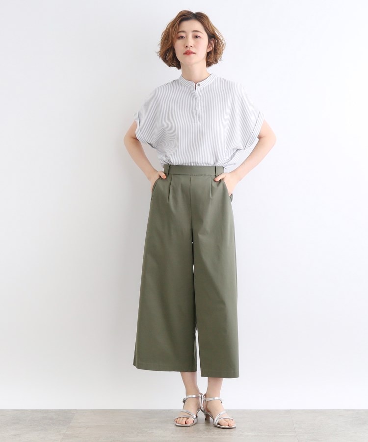 <接触冷感・多サイズ>サマーハイパーストレッチクロップドワイドパンツ <接触冷感・多サイズ>サマーハイパーストレッチクロップドワイドパンツ