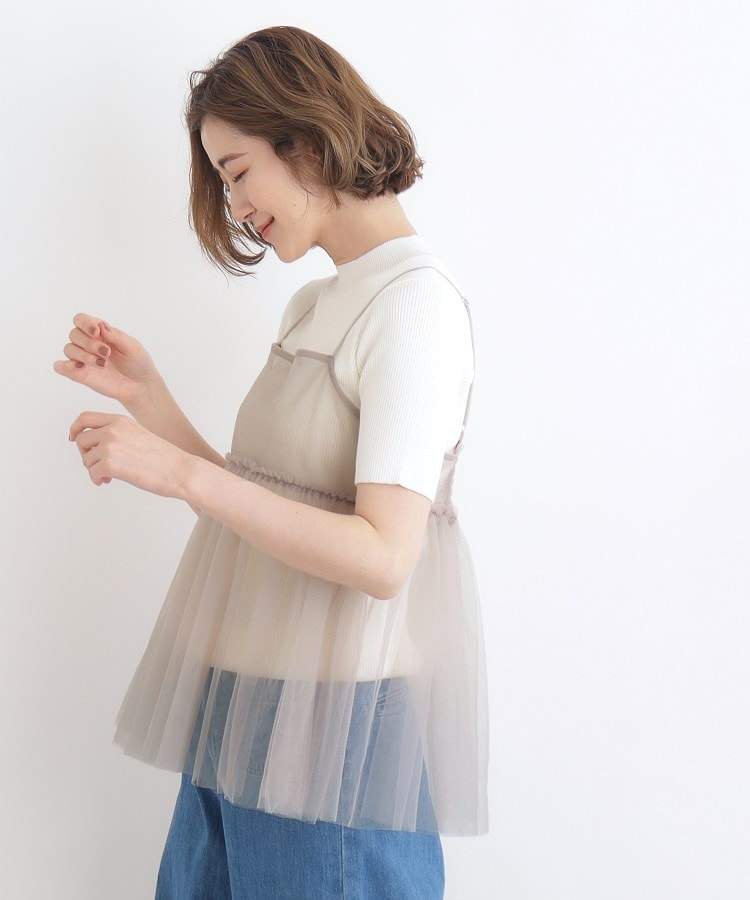 チュールキャミ×リブニットセット(トップス+インナーセット チュールキャミ×リブニットセット(トップス+インナーセット