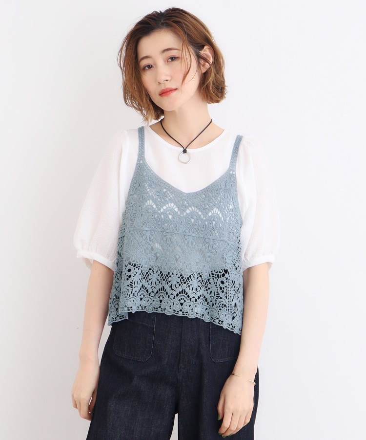クロシェ風ビスチェ×ブラウスセット(シャツ・ブラウス クロシェ風ビスチェ×ブラウスセット(シャツ・ブラウス