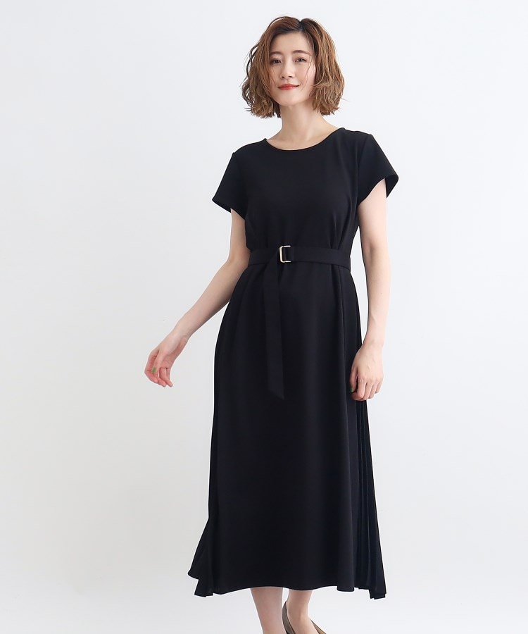 T/Rポンチサイドプリーツワンピース(マキシ・ロングワンピース T/Rポンチサイドプリーツワンピース(マキシ・ロングワンピース