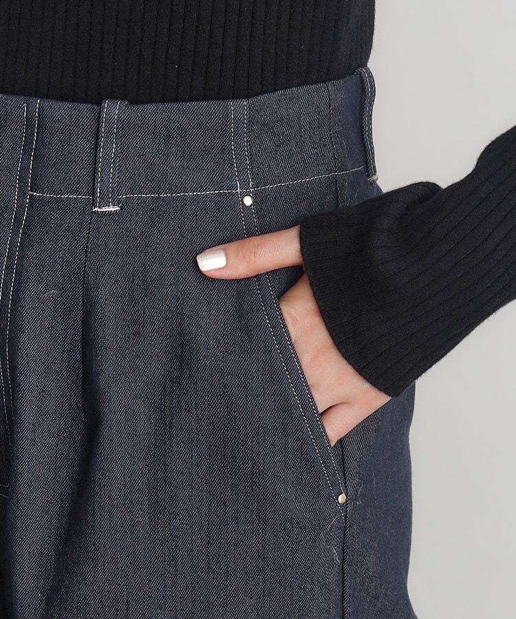 グローブ(grove)の裏起毛デニムライクストレートワイドパンツ19