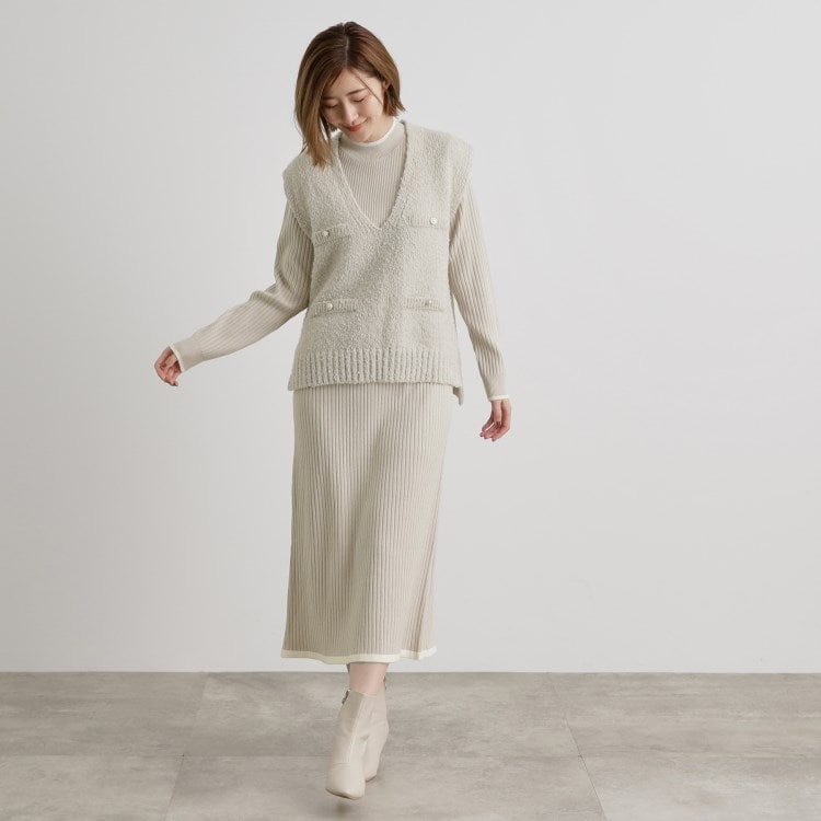 グローブ(grove)のブークレベスト×リブニットワンピースセット マキシ・ロングワンピース