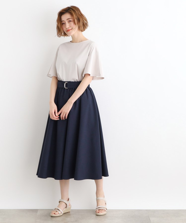 夏に嬉しい機能付き】麻調シャツ×スカートSET UP(セットアップ 夏に嬉しい機能付き】麻調シャツ×スカートSET UP(セットアップ