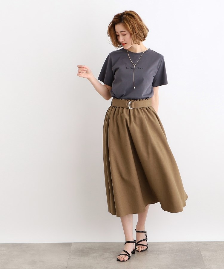 夏に嬉しい機能付き】麻調シャツ×スカートSET UP(セットアップ 夏に嬉しい機能付き】麻調シャツ×スカートSET UP(セットアップ