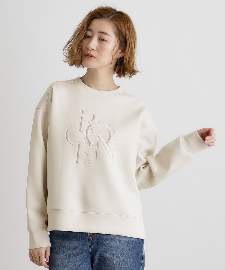 グローブ(grove)のサークルロゴ刺繍ダンボールスエット グレージュ(050)