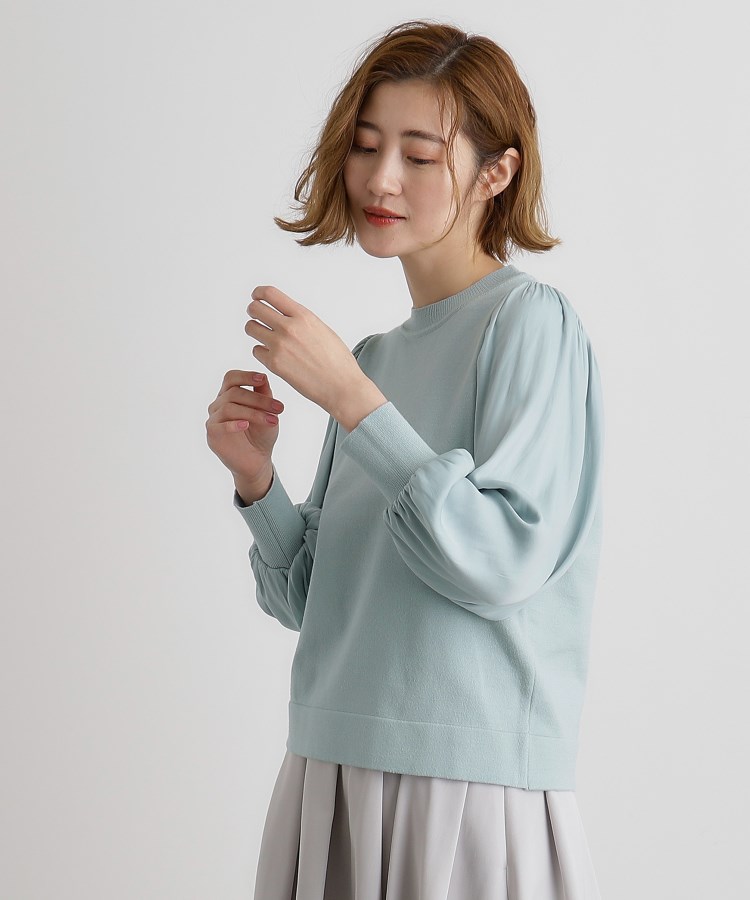 silver yarn studs bijou volume sleeve knit（ニット/セーター