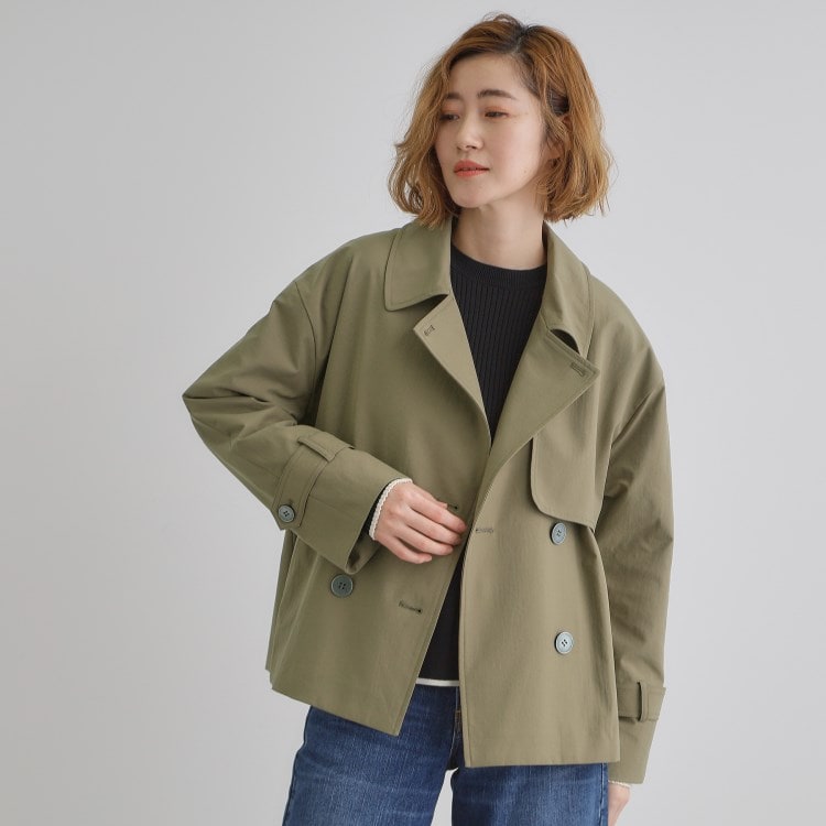 グローブ(grove)のスプリットラグランショートトレンチ トレンチコート