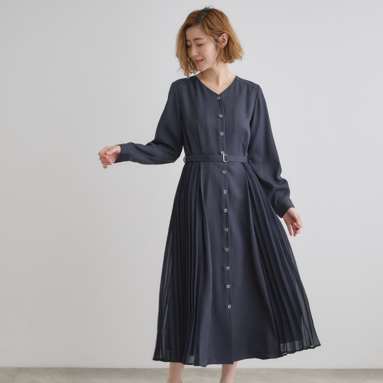 グローブ(grove)のサイドプリーツシャツワンピース マキシ・ロングワンピース