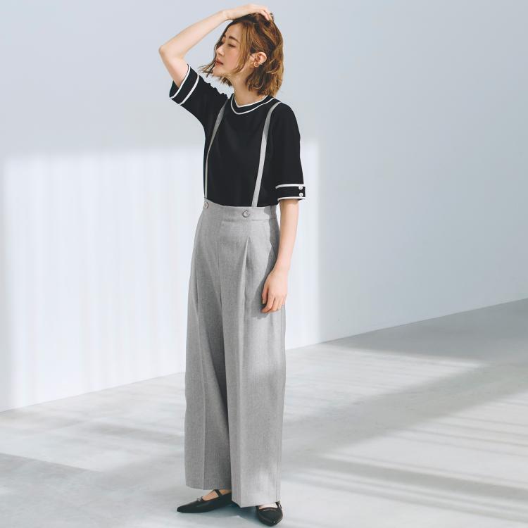 グローブ(grove)の2WAYショルダーストラップワイドパンツ フルレングスパンツ