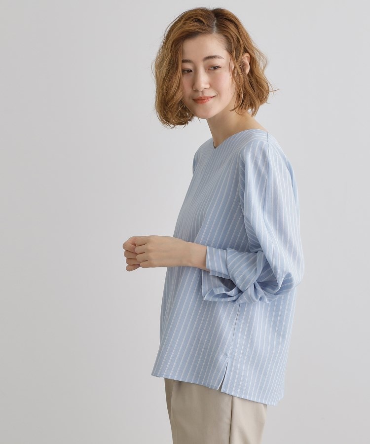 グローブ(grove)の【毎日着たい】麻調メッシュ袖コンシャスブラウス18