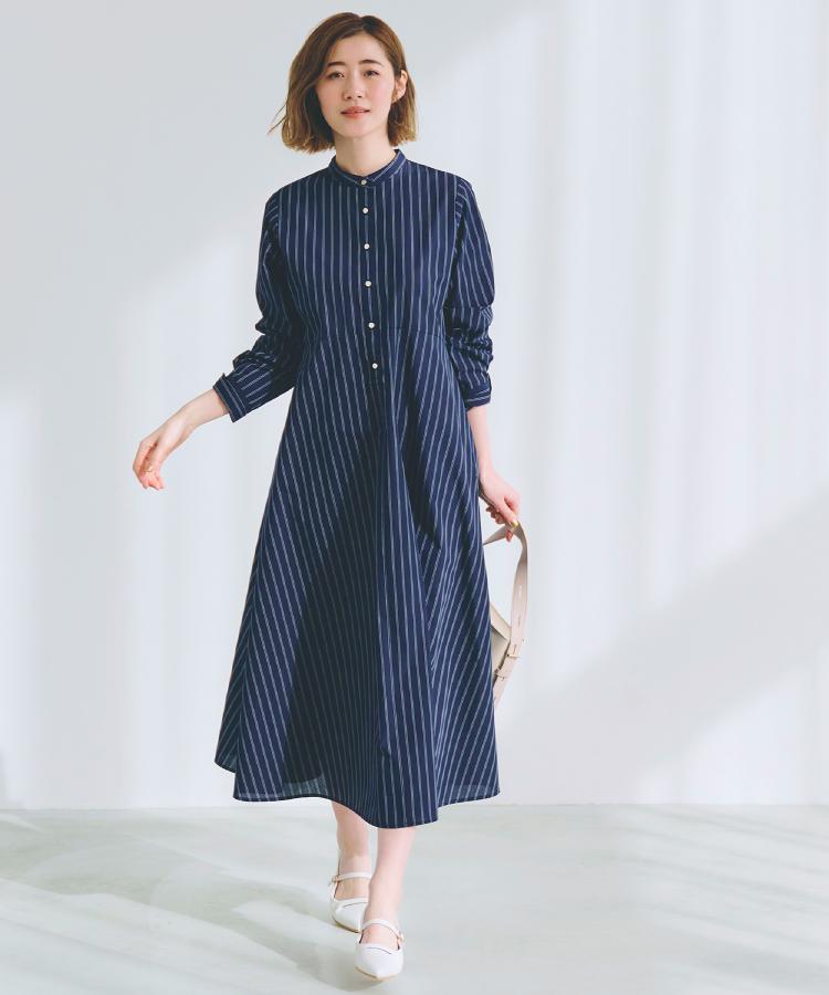 ◇バンドカラーシャツワンピース/CLUEL 11月号掲載(マキシ ◇バンドカラーシャツワンピース/CLUEL 11月号掲載(マキシ
